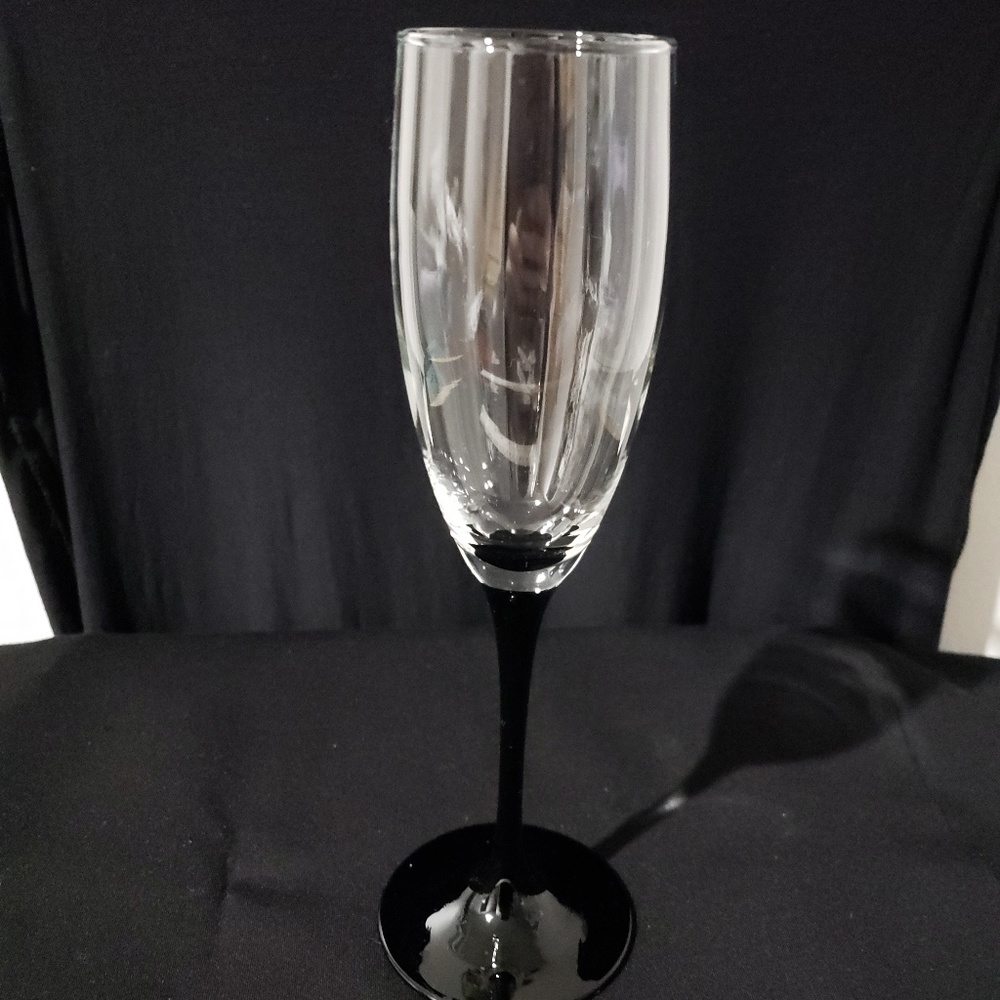 Luminarc France Black Stem Champagne Wine Flute G